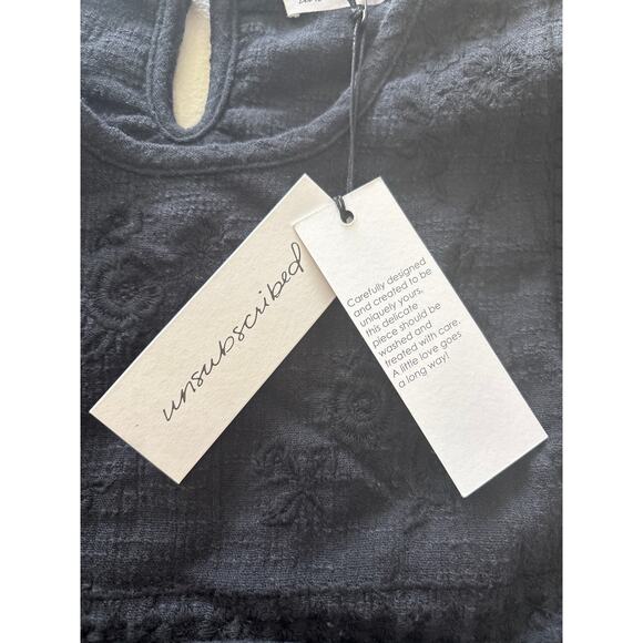 Unsubscribed Women Size 2 Black Smocked Peplum Floral Boho Sleeve Short Blouse - Picture 6 of 13